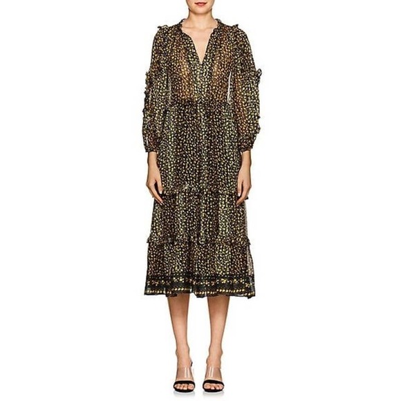 Ulla Johnson Fantine Silk Midi Floral Ruffle Tiered Dress Size 4 New with Tags - Picture 2 of 8